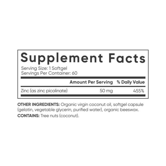 Zinc Picolinate 30mg - 90 softgels — офіційна ціна та характеристики