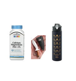Набір "Активний день" – фляга 1 л + Calcium Magnesium Zinc + D3 (250 таблеток) + ніж-брелок