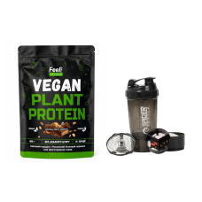 Vegan Plant Protein ''Blend'' Feel Power 100% Vegan (Шоколад, арахіс карамель) + шейкер «Spider bottle», 500 мл.