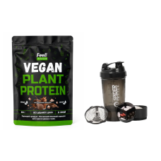 Vegan Plant Protein ''Blend'' Feel Power 100% Vegan (Натуральний шоколад) + шейкер «Spider bottle», 500 мл.