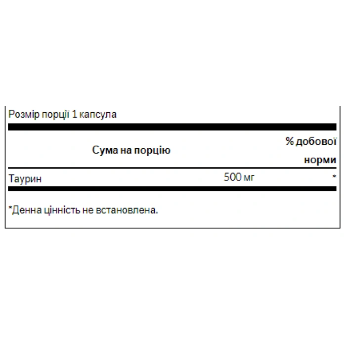 Taurine 500mg - 100caps — офіційна ціна та характеристики