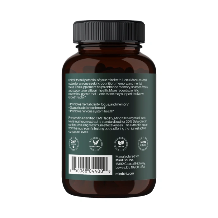 Lion's Mane Mushroom 1000 mg - 60 vegcaps (10+2 в подарунок!) (До 10.26) — офіційна ціна та характеристики